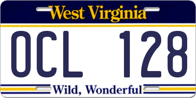 WV license plate OCL128