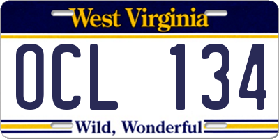 WV license plate OCL134