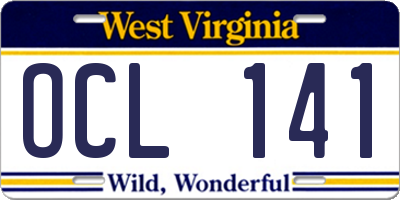 WV license plate OCL141