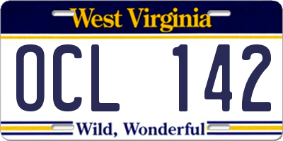 WV license plate OCL142