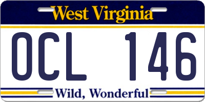 WV license plate OCL146