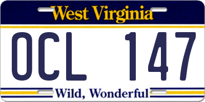 WV license plate OCL147