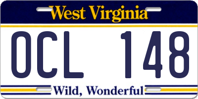 WV license plate OCL148