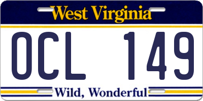 WV license plate OCL149