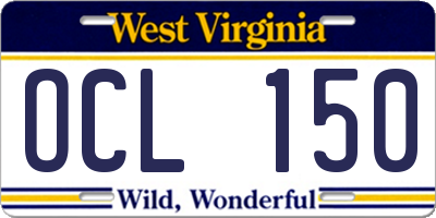 WV license plate OCL150