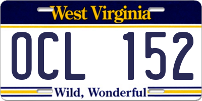 WV license plate OCL152