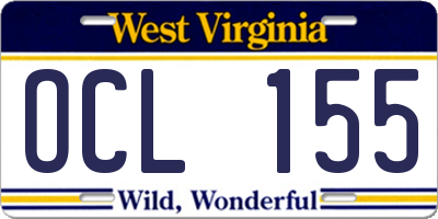 WV license plate OCL155