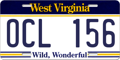 WV license plate OCL156