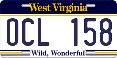 WV license plate OCL158