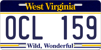 WV license plate OCL159