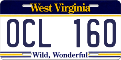 WV license plate OCL160
