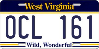 WV license plate OCL161