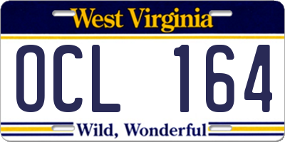 WV license plate OCL164
