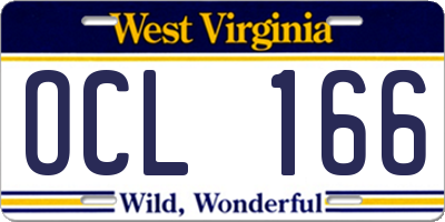 WV license plate OCL166