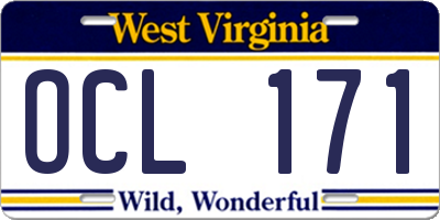 WV license plate OCL171