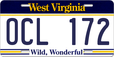 WV license plate OCL172