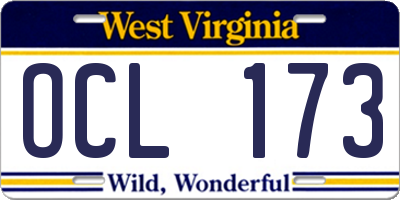 WV license plate OCL173