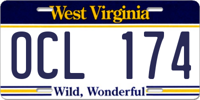 WV license plate OCL174