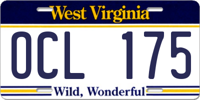 WV license plate OCL175