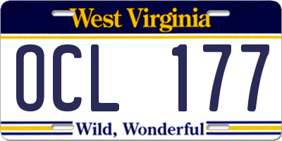 WV license plate OCL177
