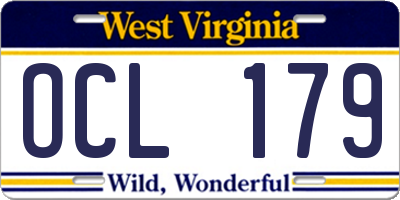 WV license plate OCL179