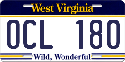 WV license plate OCL180