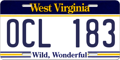 WV license plate OCL183