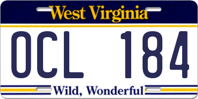 WV license plate OCL184