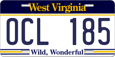WV license plate OCL185
