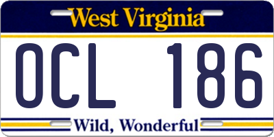 WV license plate OCL186