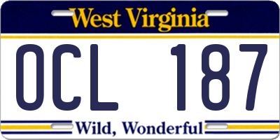 WV license plate OCL187