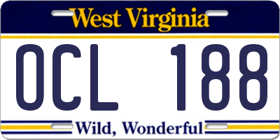 WV license plate OCL188