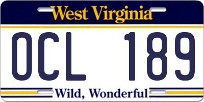 WV license plate OCL189