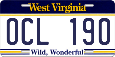 WV license plate OCL190
