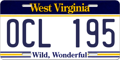 WV license plate OCL195