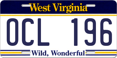 WV license plate OCL196