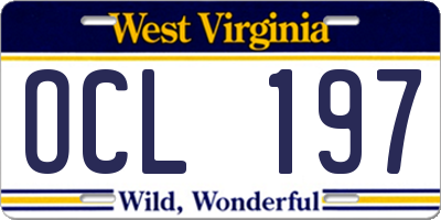 WV license plate OCL197