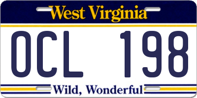 WV license plate OCL198