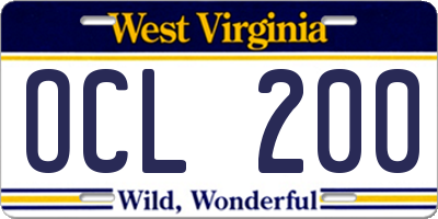 WV license plate OCL200