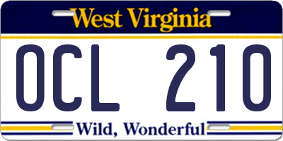WV license plate OCL210