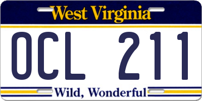 WV license plate OCL211