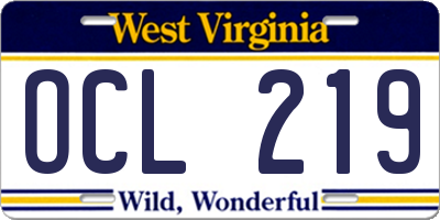 WV license plate OCL219