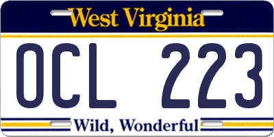 WV license plate OCL223