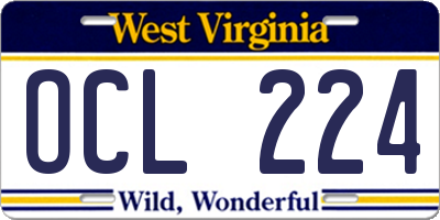 WV license plate OCL224