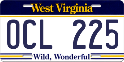 WV license plate OCL225