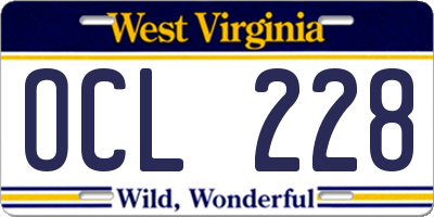 WV license plate OCL228