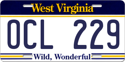 WV license plate OCL229