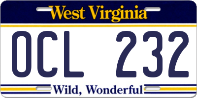 WV license plate OCL232