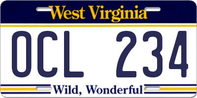 WV license plate OCL234