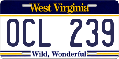 WV license plate OCL239